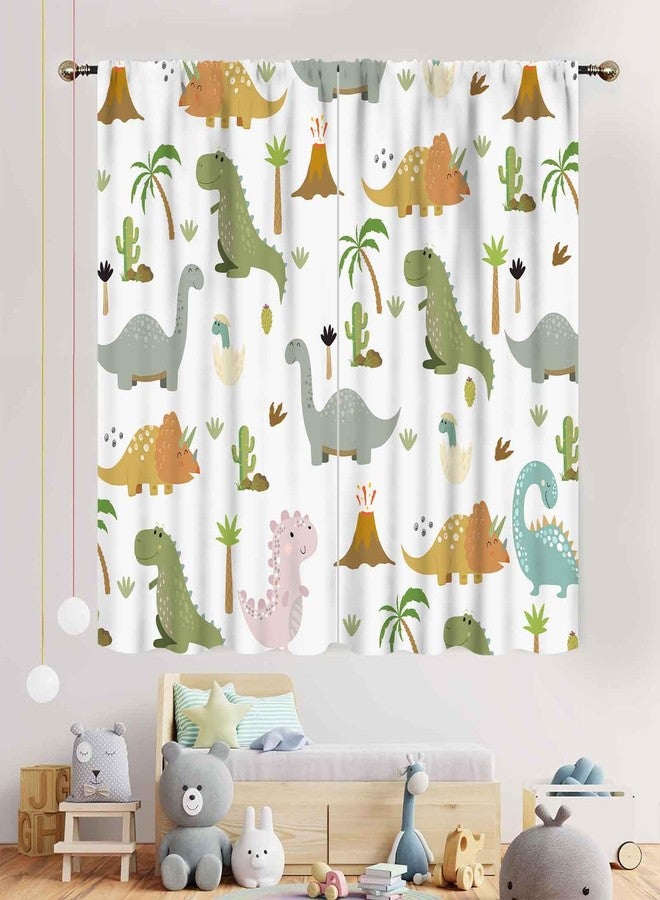 TKUYO Dinosaur Curtains for Boys Room, Cartoon Dino Cute Safari Animal Printed Baby Kids Room Decor Blackout Window Drapes Treatments for Children Nursery Bedroom Living Room 2 Panel Sets, 42"x45" Inch - Image 3
